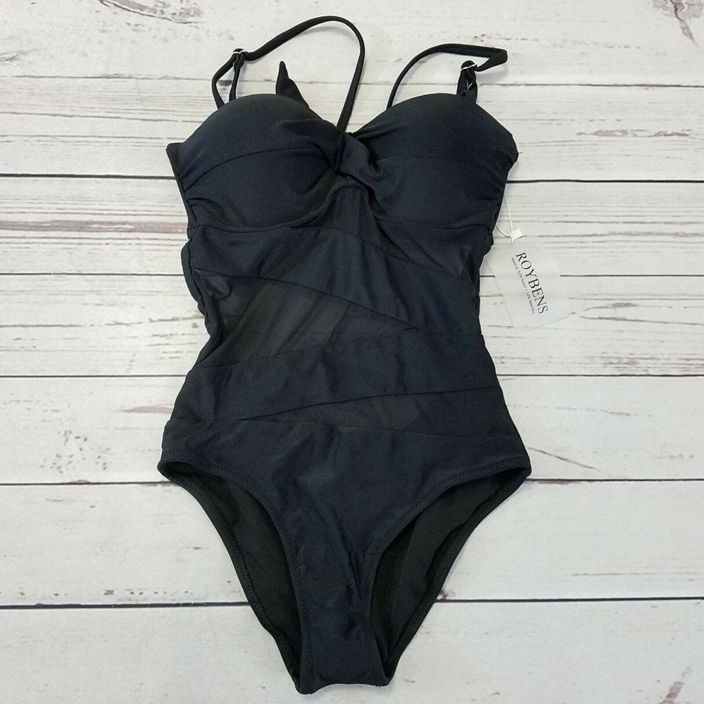 Roybens Sheer Panel One Piece Swimsuit Size 44